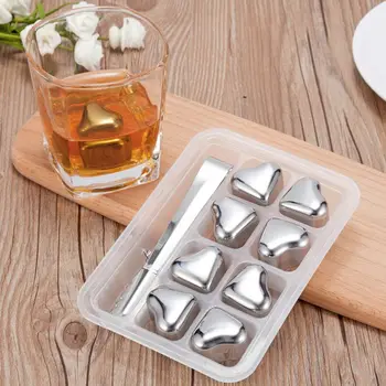 

Heart-shaped Stainless Steel Ice Cubes Quick Frozen Ice Grains Reusable Whiskey Cooling Cooling Stone Bar Home Accessories