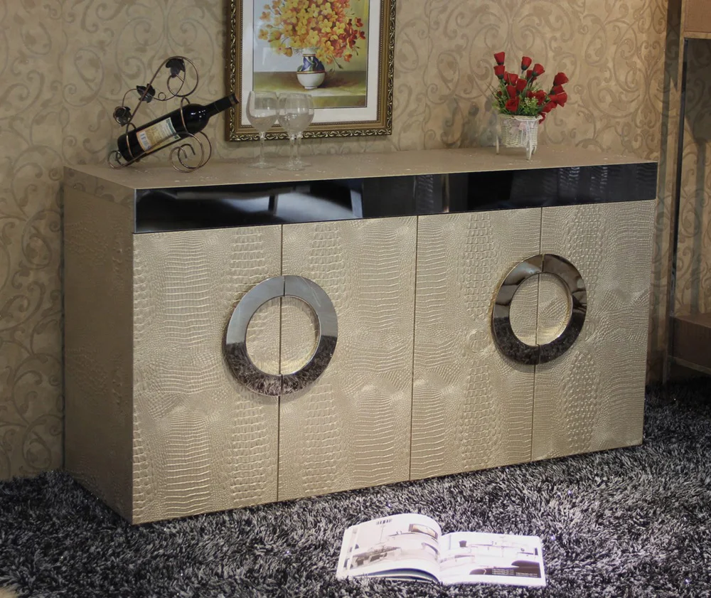 new classics TV stand post-modern designer coffee table crocodile leather stainless steel eat edge ark Aparador консоль мебель