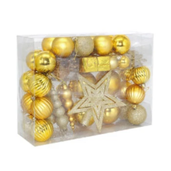 

57 Pcs Christmas Tree Assorted Decorations, Golden Star Balls Gifts Snowflakes Ornaments for Festival, Holiday and Party