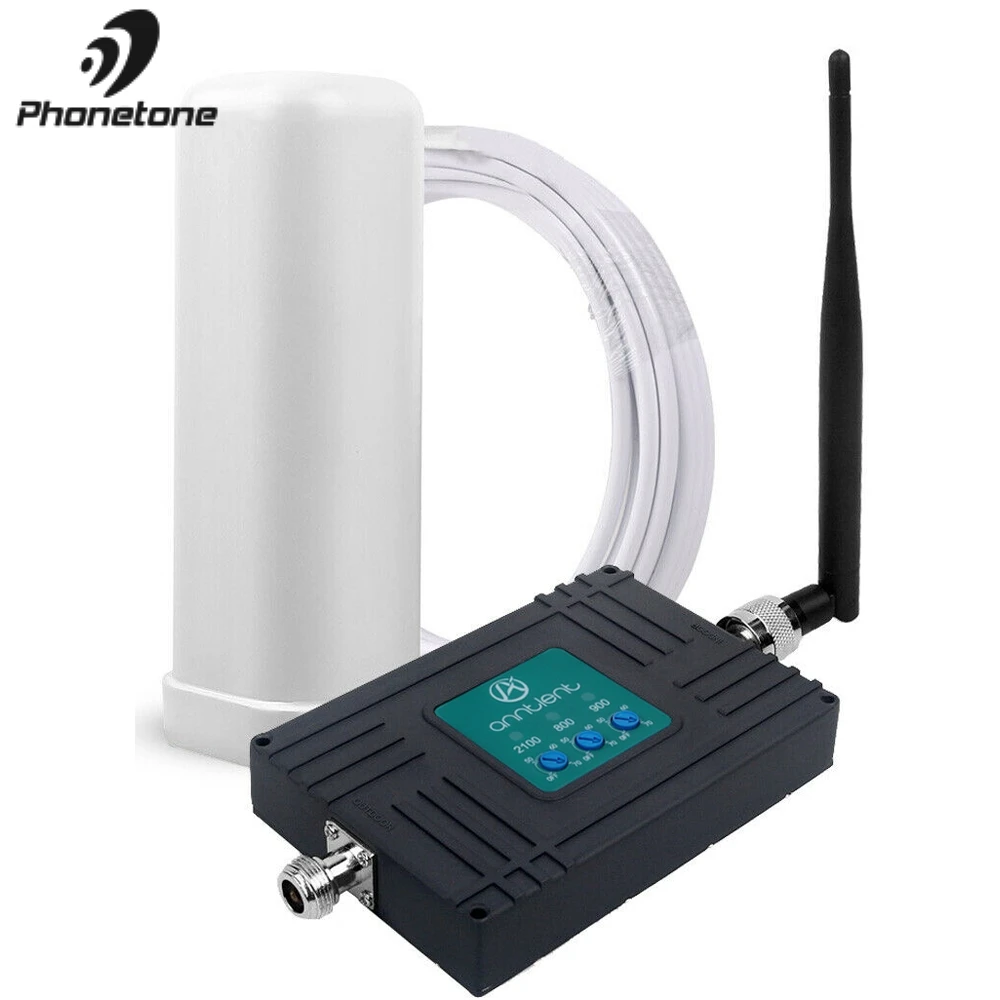 GSM Repeater 800/900/2100MHz Cellular Signal Booster 2G 3G UMTS Tri Band Mini Mobile Phone Amplifier Set | Мобильные телефоны и