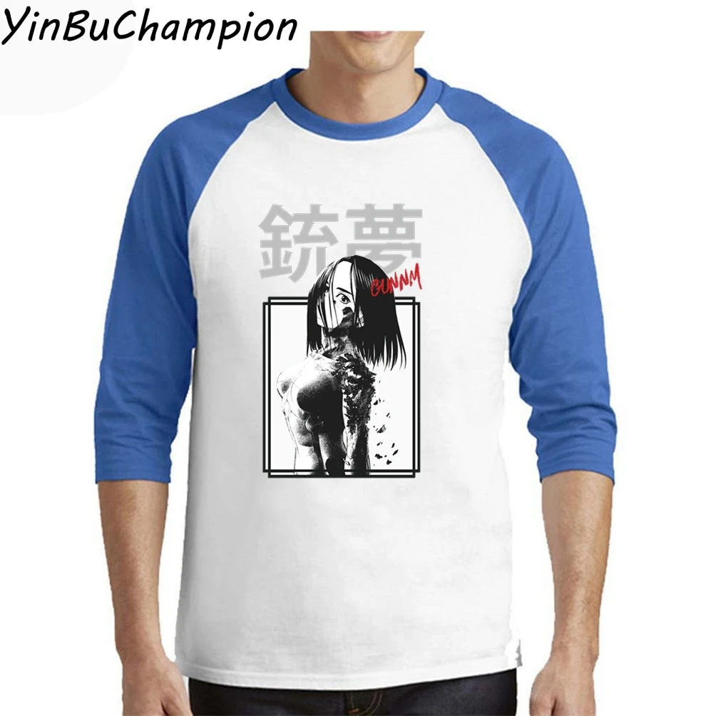 Battle angel Alita, Мужская футболка, модная мужская футболка, Мужская футболка с круглым вырезом, с принтом, длинный рукав, хлопок, топ, одежда, футболки, черные, для мужчин, большой размер - Цвет: Бургундия