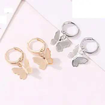 

Sweet Frosted Butterfly Pendant Earrings Gold Silver Color Fashion Earrings For Women Metal Earing Jewelry Kolczyki Pendientes