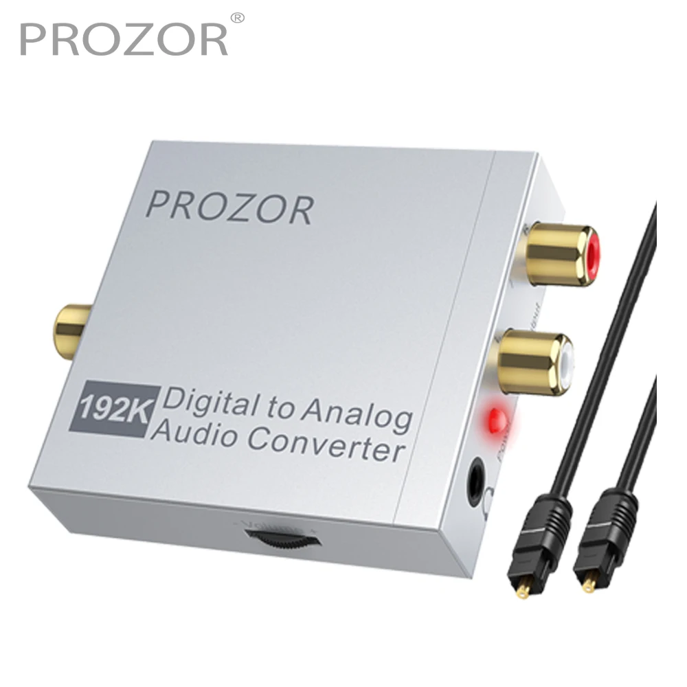 PROZOR 192kHz DAC аудио адаптер с регулятором громкости цифро аналоговый конвертер Toslink
