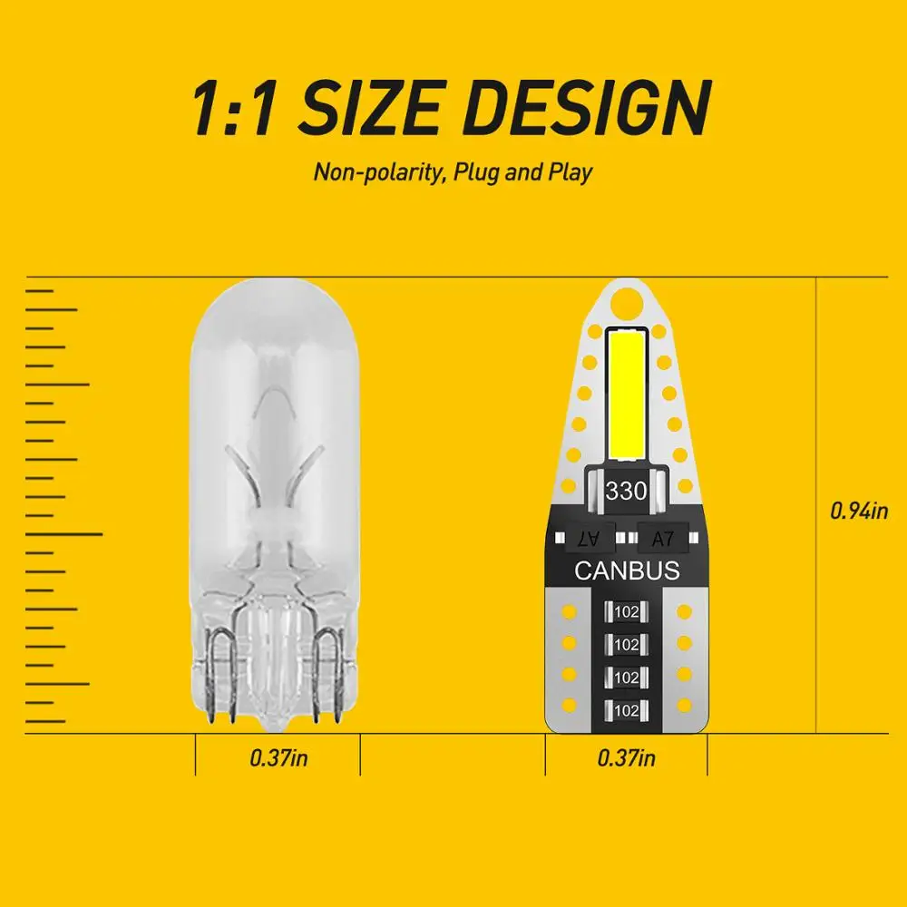 AUXITO 100Pcs W5W T10 LED Canbus Light Bulbs For BMW VW Mercedes benz Car Interior Dome Trunk Lamp Parking Lights Error Free 12V