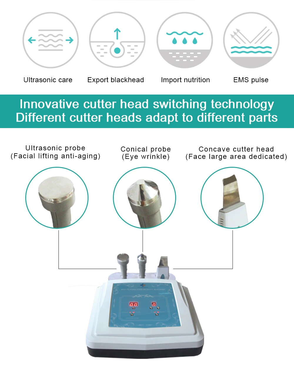  Ultrasonic Skin Scrubber Facial Care Whitening Freckle Removal High Frequency Lifting Skin Anti Agi