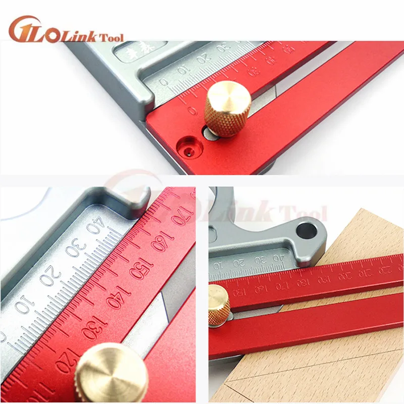 200/300/400mm 45 degree ruler Aluminum Woodworking Ruler Height Ruler Woodworking Scribe Woodworking Scribe Gauge Measuring Tool