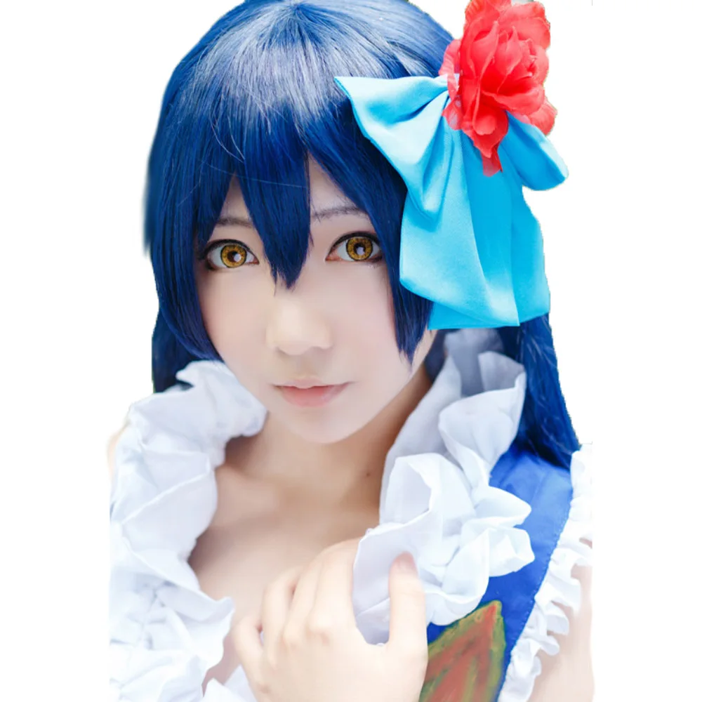 

HSIU high quality Love Live! Cosplay wig costume play Umi Sonoda cosplay hair Long 100 cm M type style Dark blue Halloween wig