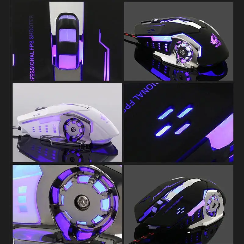 Kuulee Professional USB Wired Gaming Computer Mouse 4000 DPI Optical LED Lighting Mouse Gamer for Computer PC Laptop