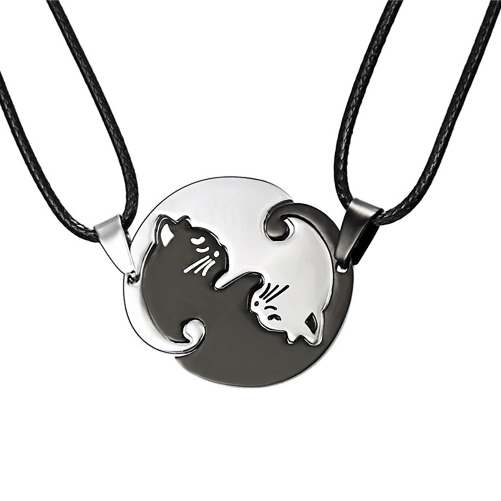 Stainless Steel Animal Cat Couple Pet Necklaces Matching Cute Pendants Women Men Lovers Jewelry | Украшения и аксессуары