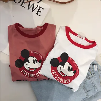 

2020 New Mickey Mouse Women T-shirt Loose Korean-Style White Cartoon Top Harajuku Women Tshirt Funny T Shirts Kyku Kawaii Shirts