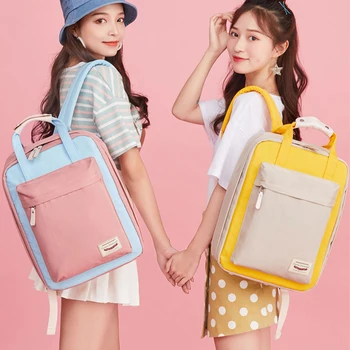 

Nylon Backpacks Candy Color Waterproof School Bags for Teenagers Girls Cute Laptop Backpack Patchwork Kawaii Backpack Travel Bag