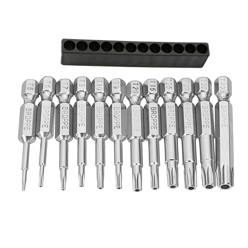 12Pcs Screwdriver Tamper Proof Safety Bits Set Drill Torx Flat Head Driver Bits Alloy steel high hardness ferramenta