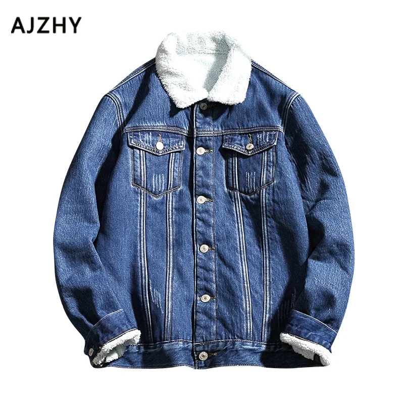 

Men Oversized Winter Denim Jacket Men Hip Hop Jean Jackets Japanses Streetwear Male Outerwear Clothes Youth Warm Button Coat 5XL