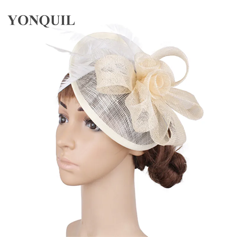Sinamay Свадебная мода волос чародей шляпа заколка для волос для невесты элегантный шоу гонки fedora шляпы головная повязка торжественное платье головные уборы Дерби