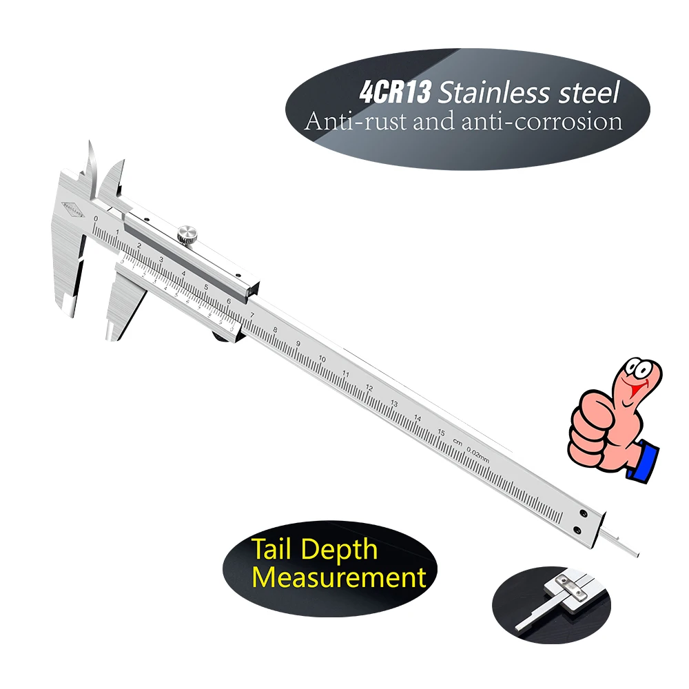 Metalworking Vernier Caliper Stainless Steel 6'/150mm for Precision Measure Tool 