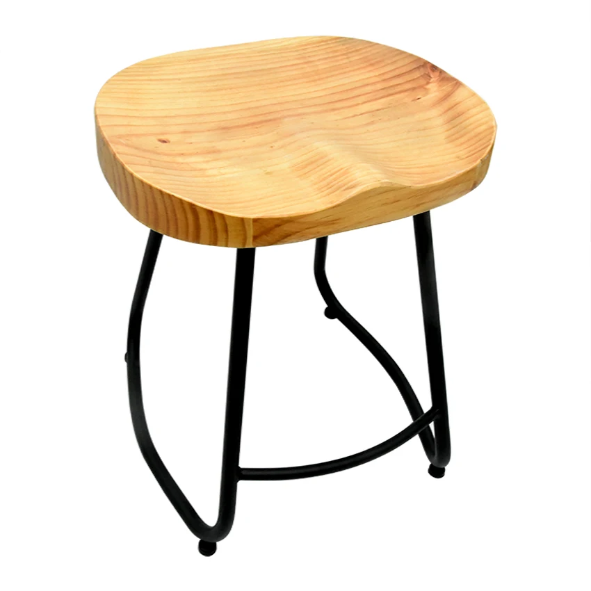 European Style Modern Wood S Shape Surface Bar Stool Fashion Cafe Iron Solid High Barstool Home Footstool 4 Size | Мебель