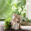 Resin Vase Creative Girl Sculpture Fake Flower Flower Arrangement Vase Succulents In Pots Home Desktop Decoration Exquisite Gift 2
