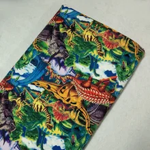 Яркий мир динозавров, хлопковая ткань с принтом, 50x102 см, животные, ткань в стиле пэчворк для одежды, платья, вечерние, для украшения дома