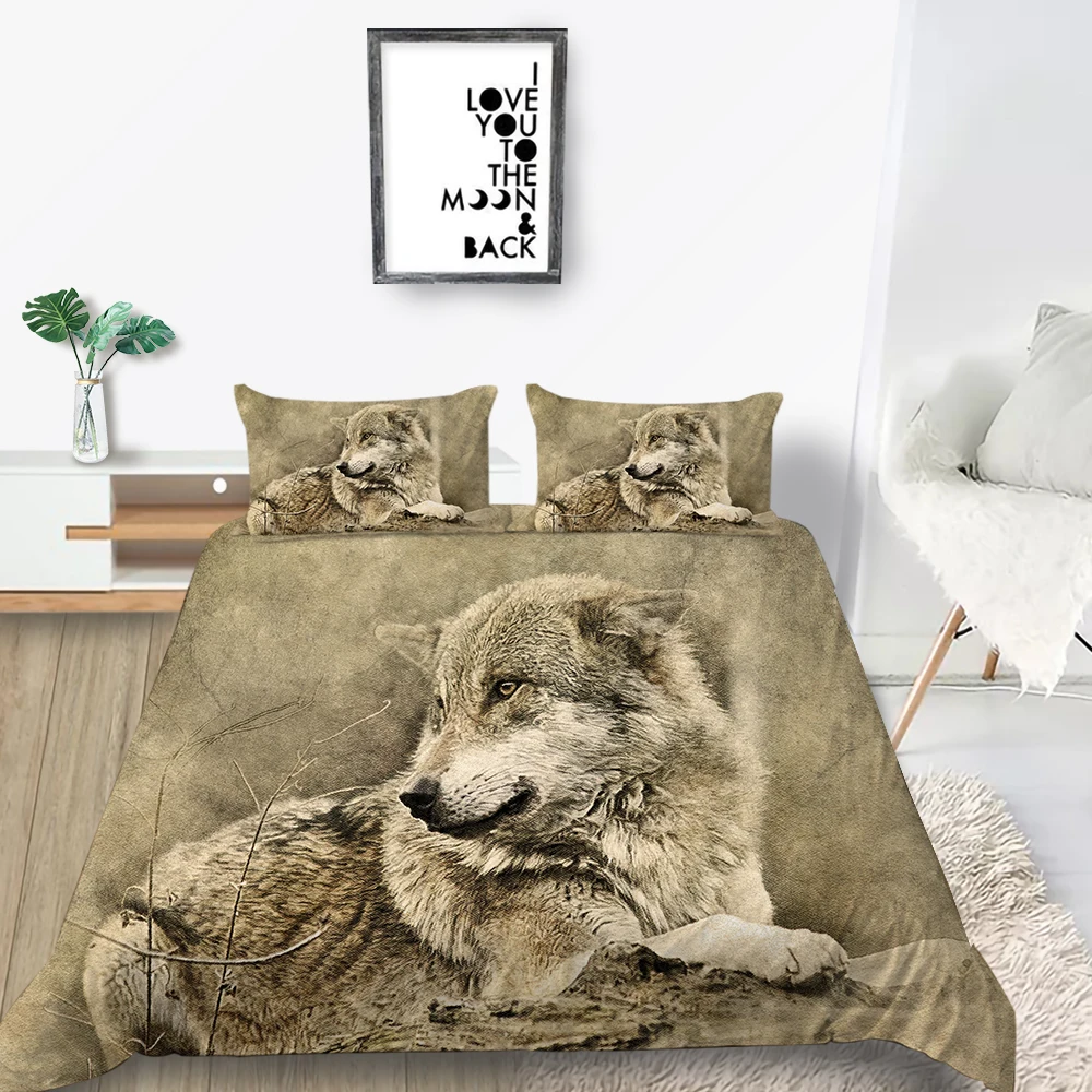 Комплект постельного белья Wolf мягкий реалистичный с 3D эффектом винтажный