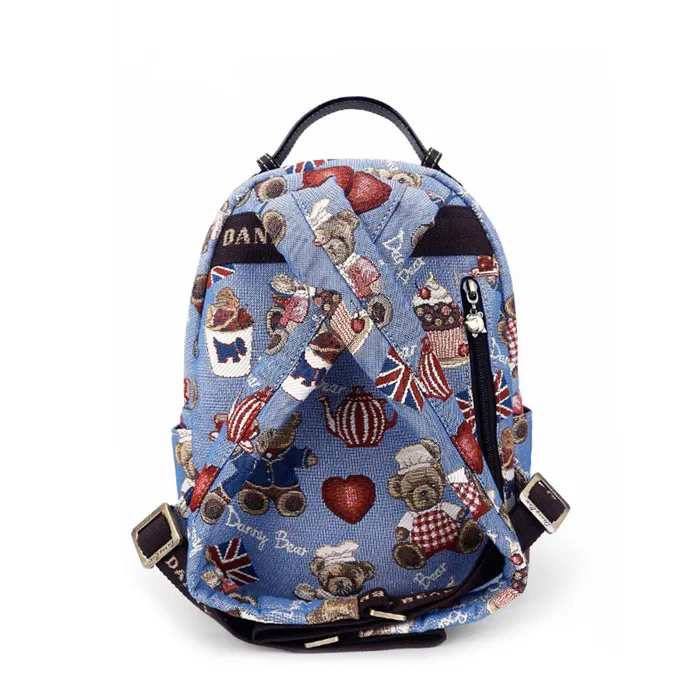 Women's Backpacks Funny Bears Printed Canvas School Bags for Teenage Girls Travel Shoulder Bag Mochila Feminina Bolsas - Цвет: Небесно-голубой