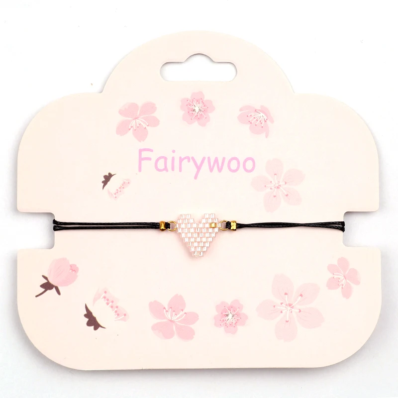 FAIRYWOO, милый браслет в виде сердца, женские модные ювелирные изделия, Миюки, бусины, браслеты с подвесками, ручная работа, Богемия, веревка, шнурок, свисающий браслет