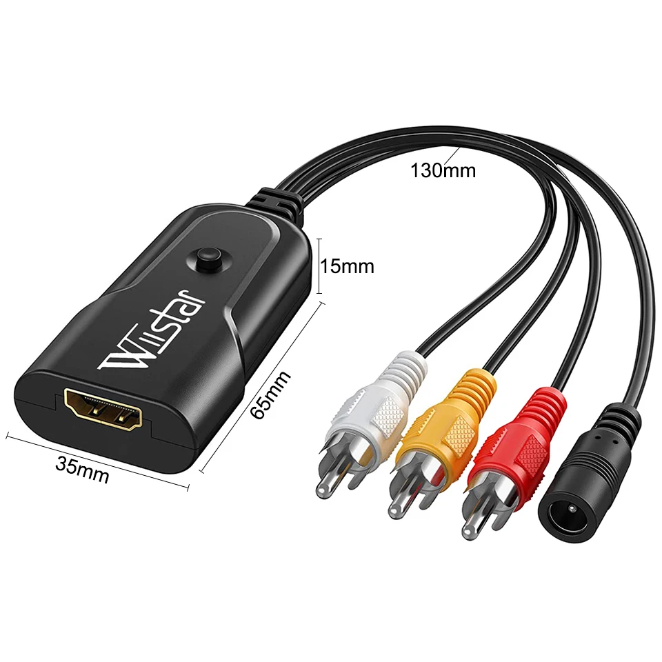 Wiistar HDMI в AV RCA видео преобразователь коробка HDMI2AV HDMI в RCA папа 1080P NTSC/PAL для ПК HDTV PS3 VCR