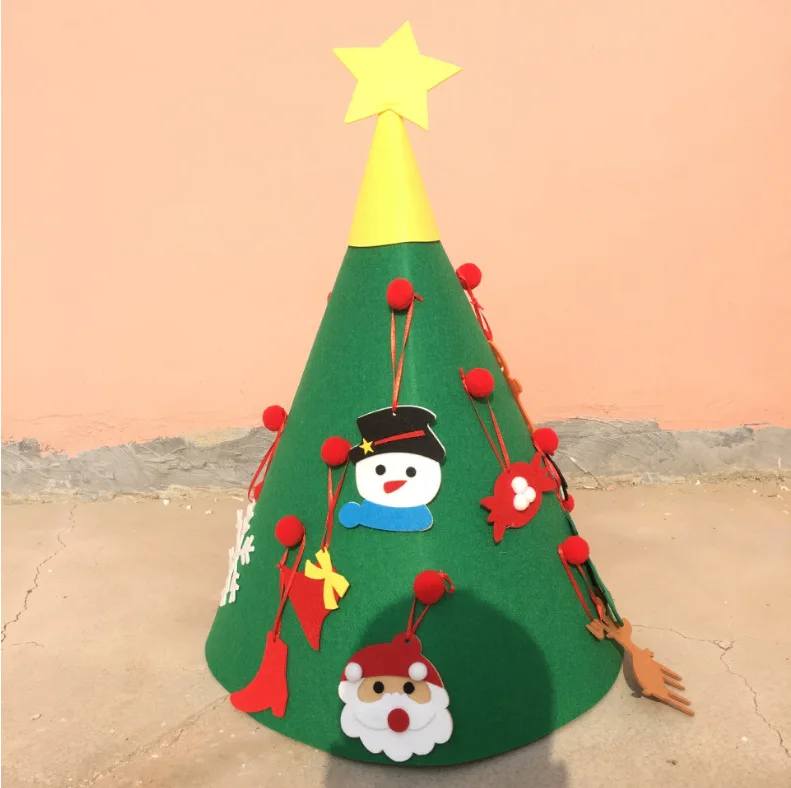 3D DIY войлочные Рождественские елки для малышей, новогодние подарки для детей, игрушки, искусственные елки, рождественские вечерние украшения, подвесные украшения