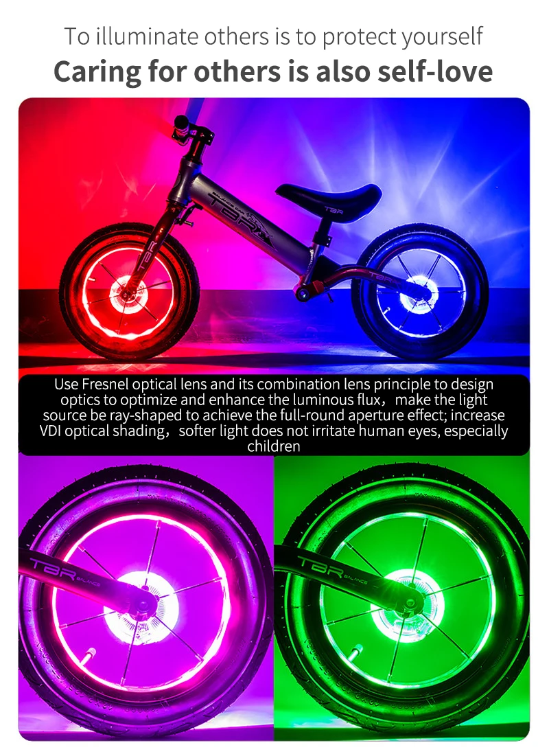 Smart LED Bicycle Wheel Light Bike Front Tail Hub Spoke One Lamp With 7 Color 18 Modes Rechargeable Kids Balance Bike Light