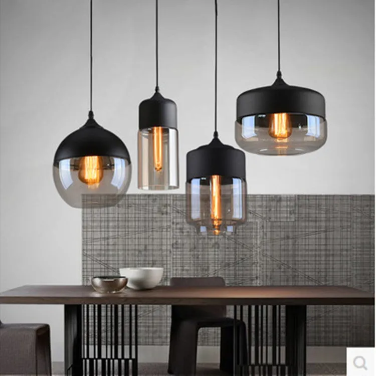  Metal Industrial Glass Pendant Light Black Loft Bar Counter Dining Room Personality Creative Glass  - 32884683538