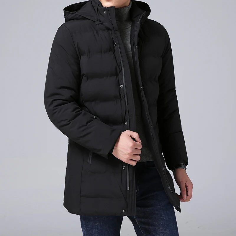 Модные брендовые куртки, мужские длинные черные парки с капюшоном, уличная стеганая куртка, зимние пуховые пальто, мужская одежда