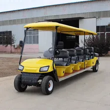 Желтый цвет 4 колеса 10 местный пассажиры электрический багги на батарейках туристический автобус клуб гольф-кары привод экскурсионный автомобиль