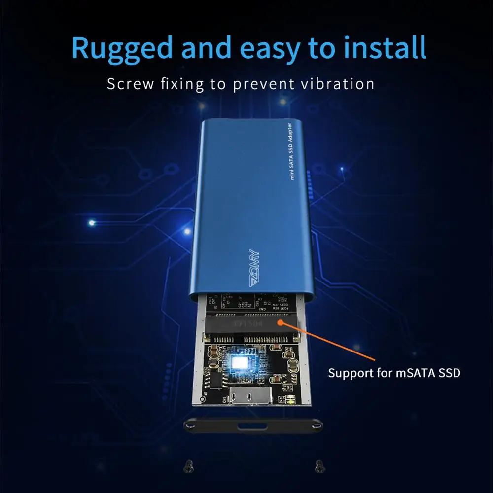 ZOMY mSATA USB3.0 твердотельных дисков внешний твердотельный накопитель чехол