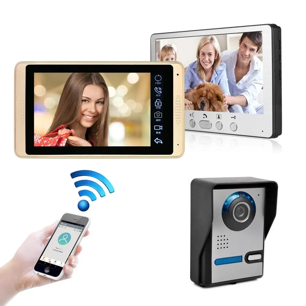 DIY 7 дюймов WiFi интеллектуальные Проводные видео входные двери домофон система с непромокаемой камерой безопасности дверной звонок ночного видения - Цвет: F KIT