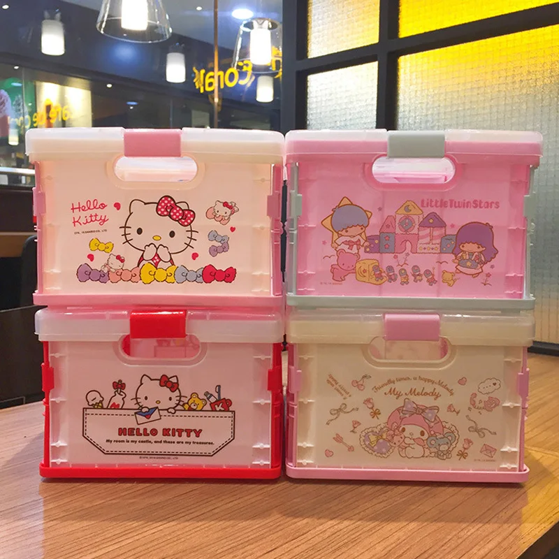 Kawaii складная пластиковая коробка для хранения игрушек корзина мелочей чехол