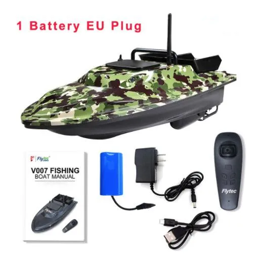 Flytec V007 Радиоуправляемая лодка для прикормки рыбы с LED прожектором - Цвет: 1Battery EU PLUG