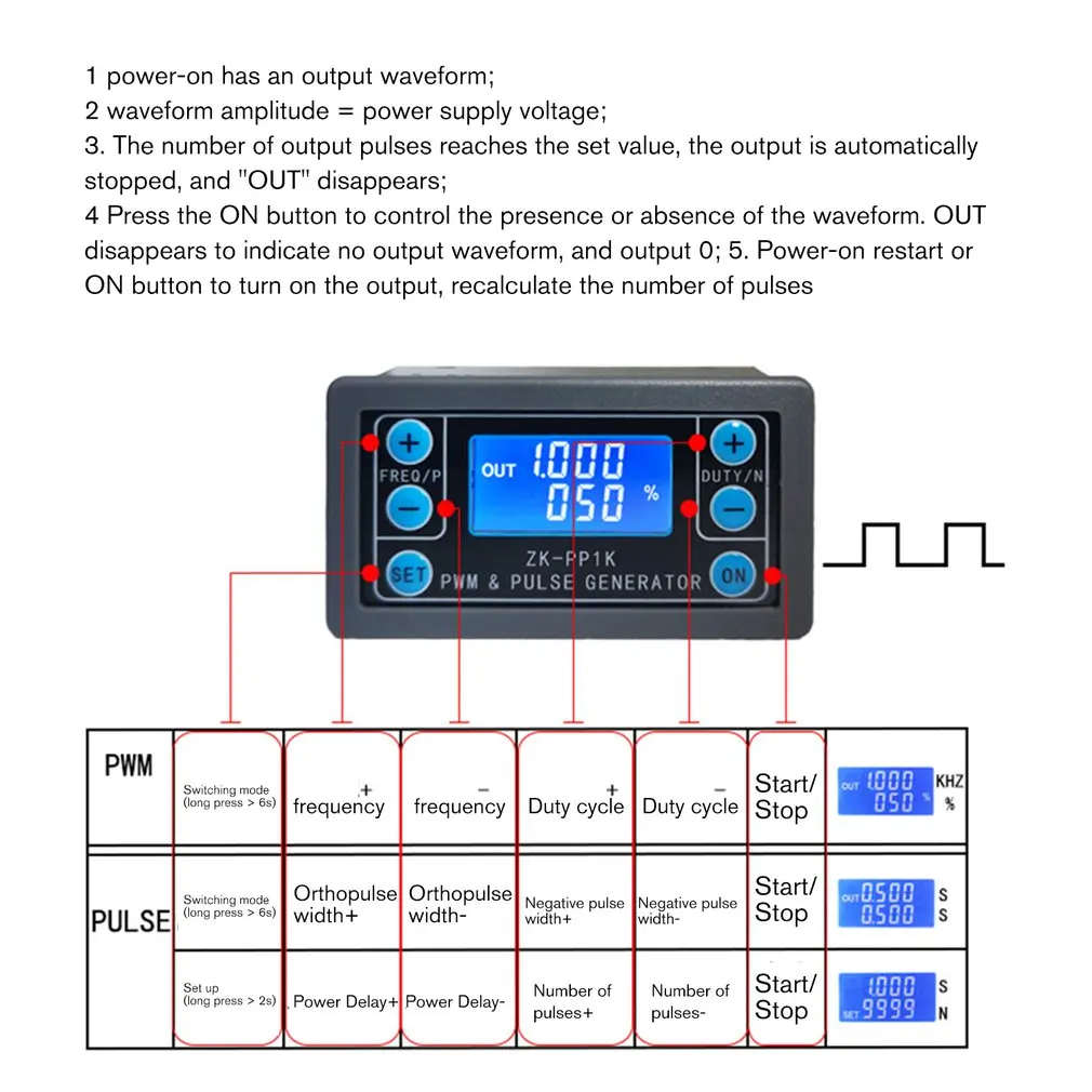 ZK-PP1K PWM импульсная Частота Рабочий цикл регулируемый модуль прямоугольная волна функция генератора сигналов