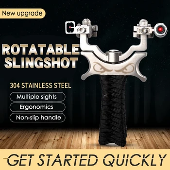 

2020 new 360° stainless steel rotating slingshot, outdoor slingshot with laser sight, suitable for outdoor shooting practice.