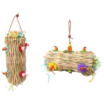 

Parrot Toy Bird Straw Small and Medium Pet Parrot Bird Straw Toy Bite Straw Swing Bird Chew Toy