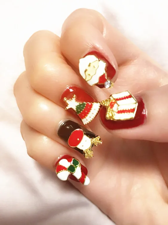 10 pcs Hot-selling Christmas Series Nail alloy decoration flash cap drill stick nail DIY Japanese metal jewelry
