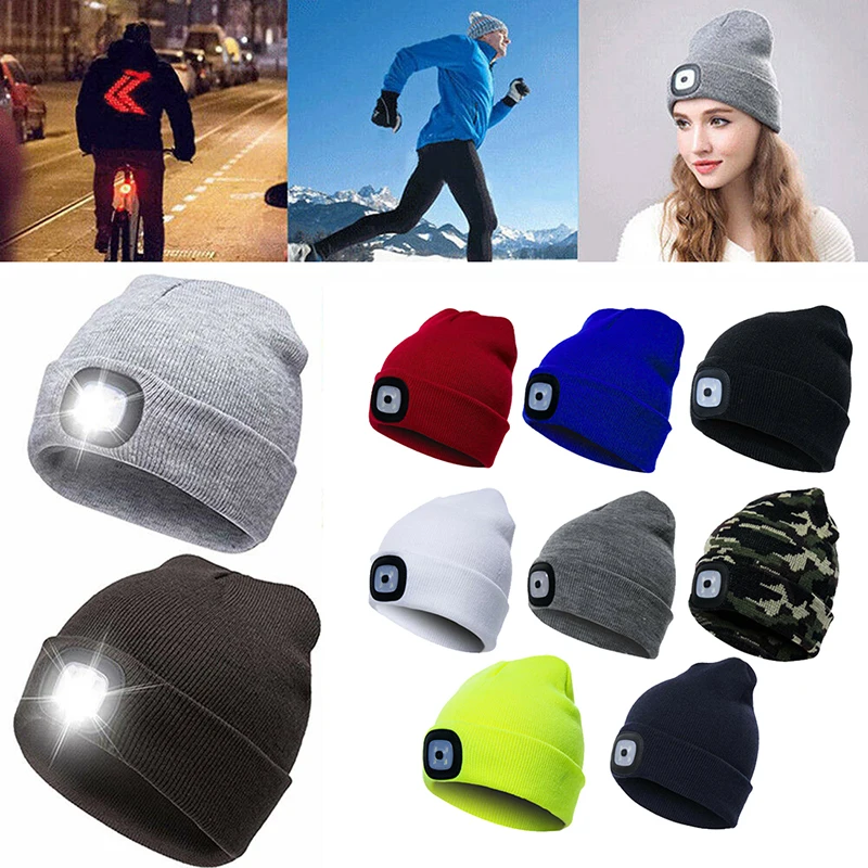 

New LED Lighted Beanie Cap Hip Hop Knit Hat Flashlight Headlamp Outdoor Fishing Hunting Camping Running Cycling Warm Light Hat