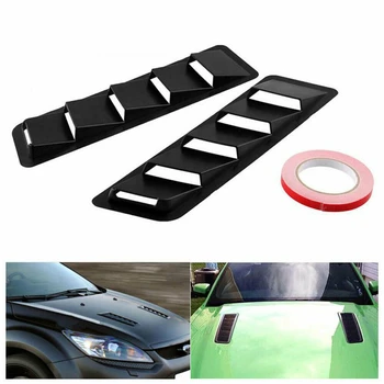 

2Pcs/Pair Car Hood Vent Trim Louver Air Flow Intake Universal Vehicles Decorative Scoop Bonnet Vent Hood Cover Hood Scoop