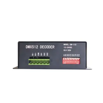 

Dm-110 3 Ch Easy Dmx Constant Voltage Decorder Dc9-24V Input 3Ch*5A Output With Dip Switch Decorder Controller