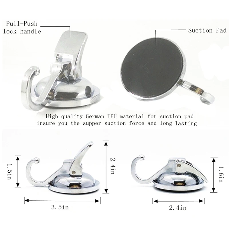 Heavy Duty Vacuum Suction Cups Hooks(4Pack)Specialized for Kitchen&Bathroom&Restroom Organization