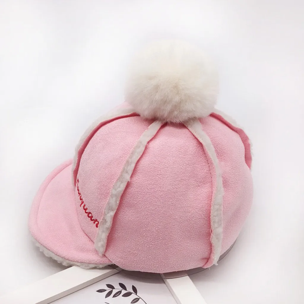 Модная детская шапка с буквенным принтом; сезон осень-зима; теплая шапка; милая Удобная бейсбольная кепка с помпоном; кепка; enfant; шапка; женска;#30