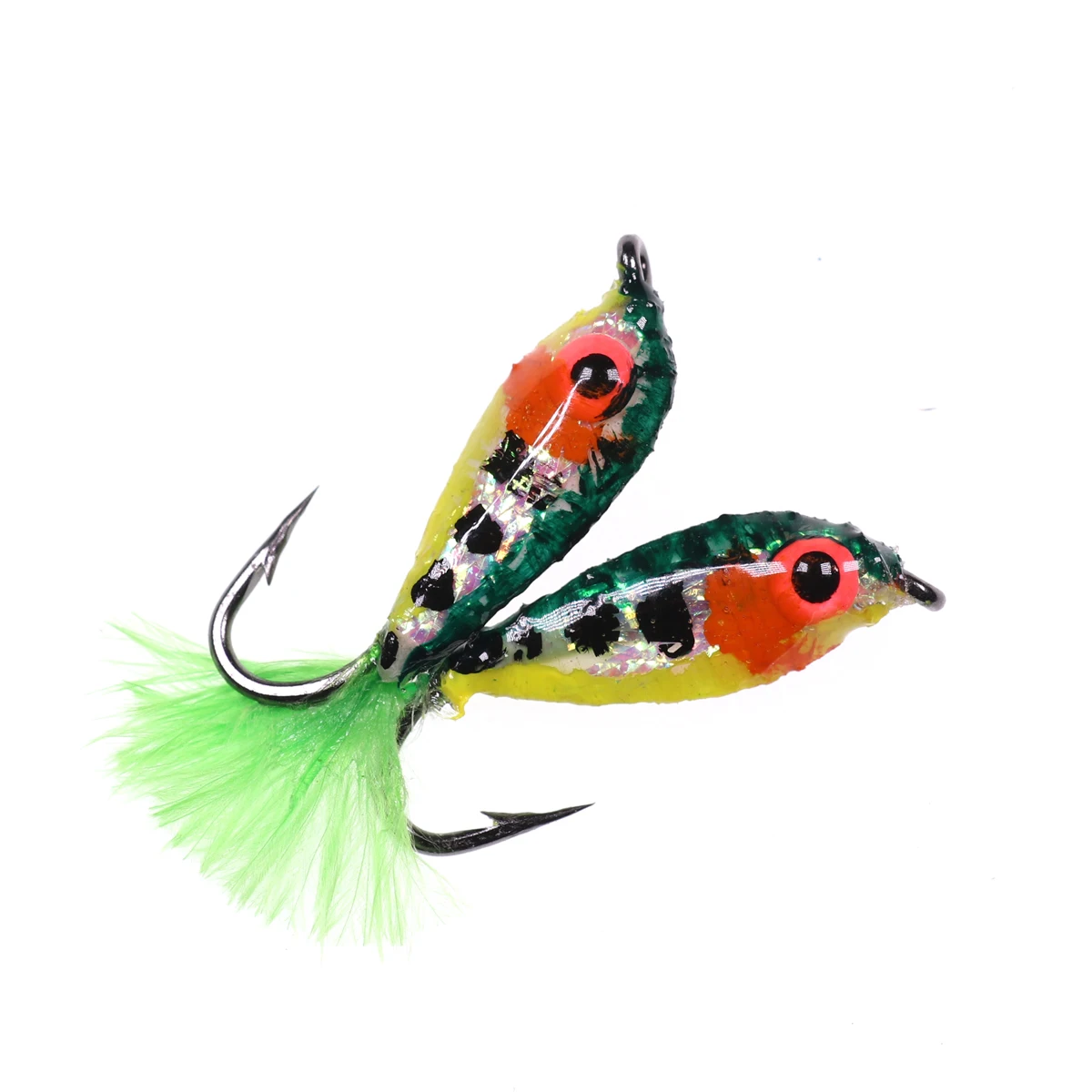 Bimoo 2 шт.#10 мини Baitfish Minnows форель рыболовные крючки мухи приманки стримеры с 3D светящиеся глаза маленькая приманка имитация рыбы