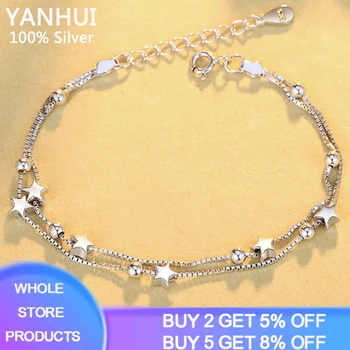 

Fashion Charms Double layer Bracelet&Anklet For Women Adjustable Temperament Silver 925 Chain Bracelets Silver Jewelry Wholesale