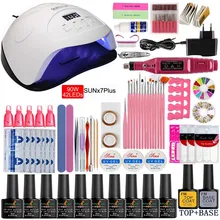 Набор для маникюра, 36 Вт/54 Вт, УФ светодиодная лампа, набор инструментов для маникюра, набор электрических сверл, 10 цветов, замачиваемый Гель-лак для ногтей, набор для маникюра