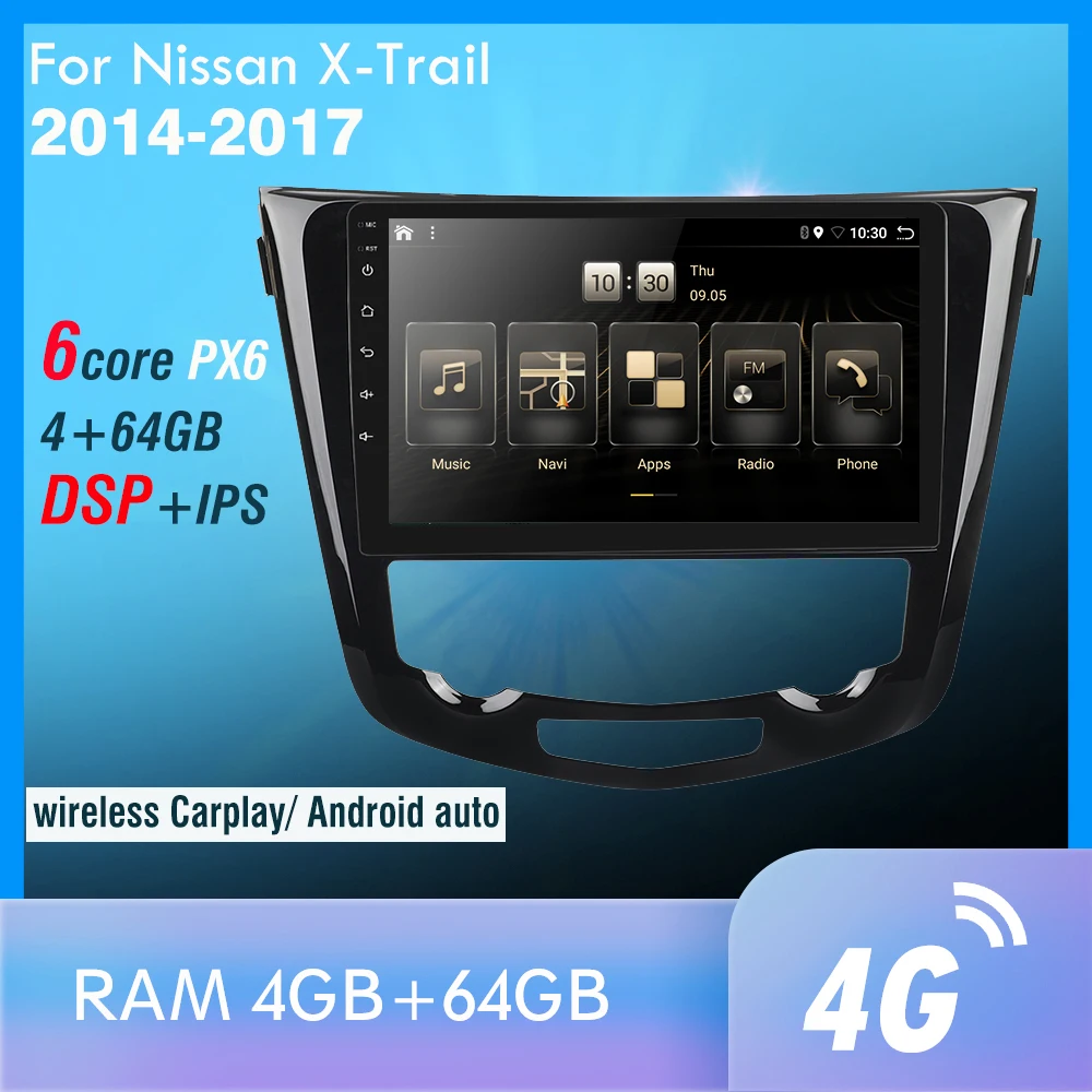 1din PX6 For X-Trail X Trail 3 T32 Qashqai 1 J10 2013-2017 Car Radio Multimedia Video Player Navigation GPS Carplay Android 10
