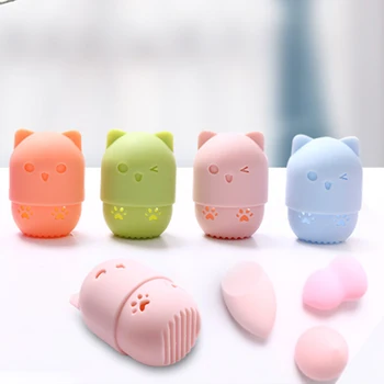 

50pcs Mini Sponge Egg With 10 Colors Shape Makeup Sponge Silicone Holder Potable Cosmetic Puff Capsule Powder Puff Makeup Tool