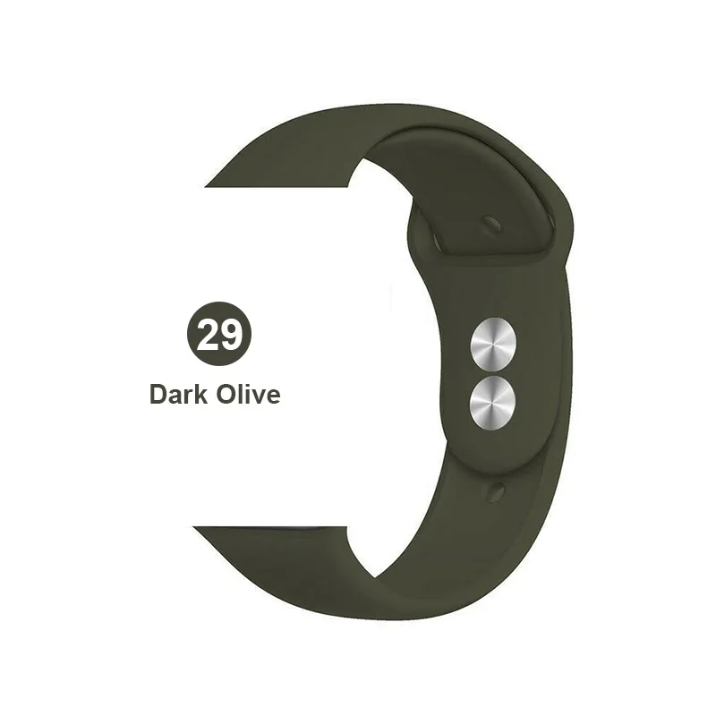 29 Силиконовый спортивный ремешок для часов Apple Watch 5 4 3 2 1 38 мм 42 мм ремешок для часов iwatch 40 мм 44 мм силиконовый браслет - Цвет ремешка: 29
